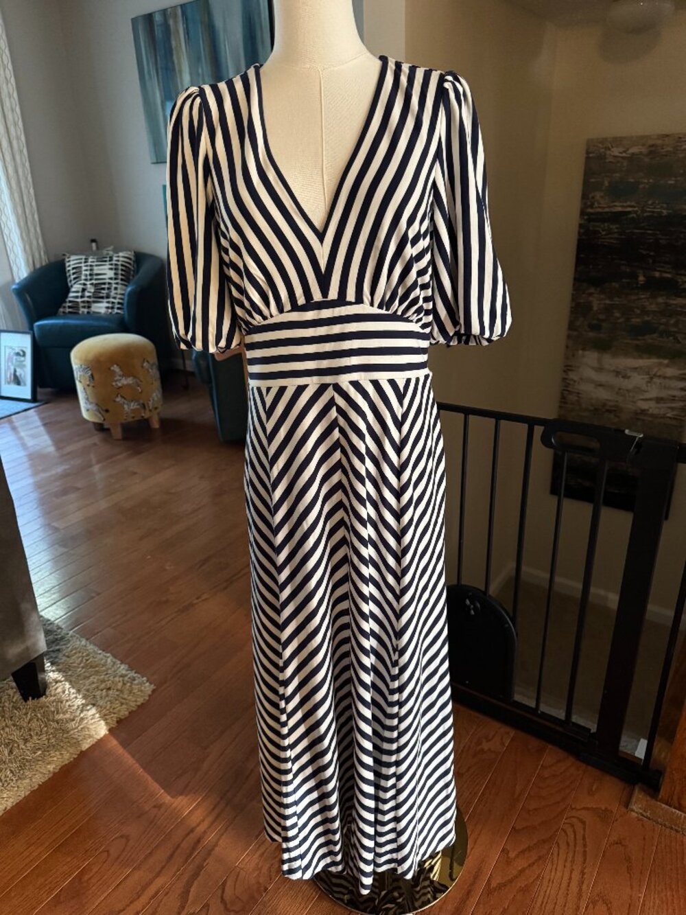 Boden Ponte Panelled Tea Dress-Navy, Ivory Stripe, Size 8R, NWT